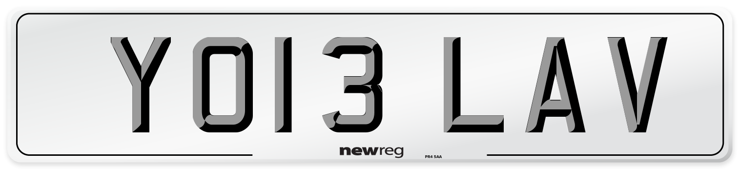 YO13 LAV Number Plate from New Reg